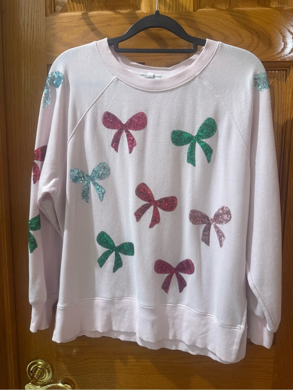 Pink Bow-Print Women's Sweatshirt